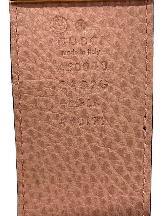 GUCCI 450000 Black Pink Beige Gold Leather Hardware Belt main image 5